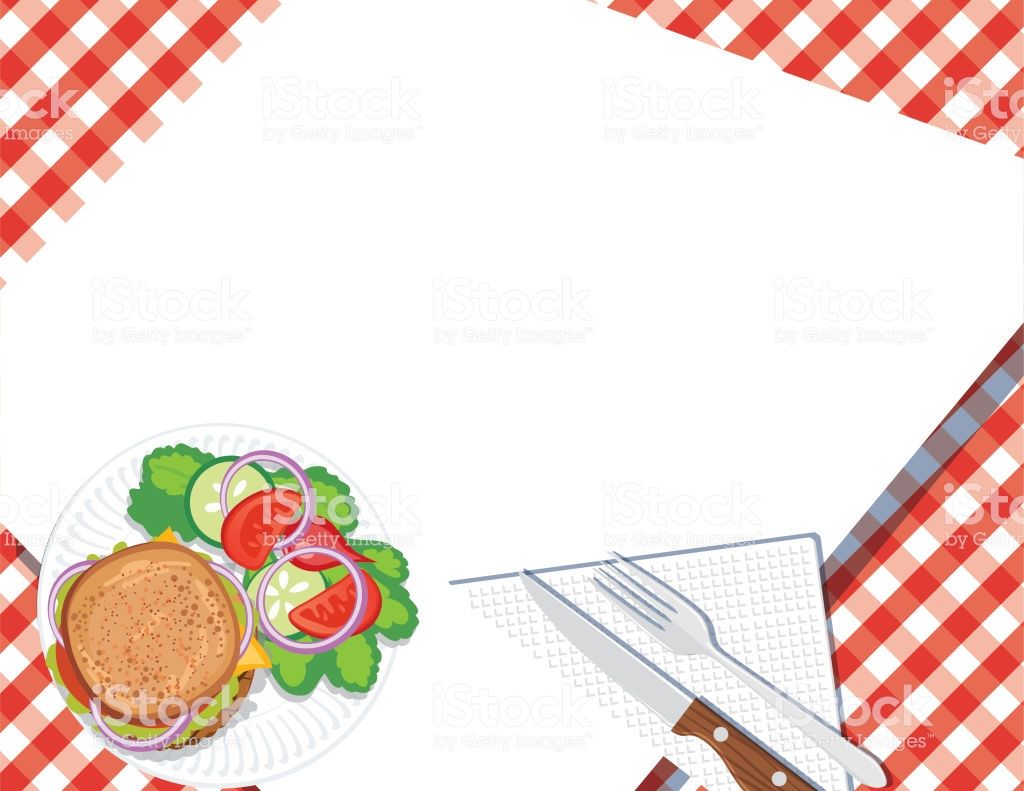 1024x791 Barbecue Template With Foods On Checkered Background And Copy