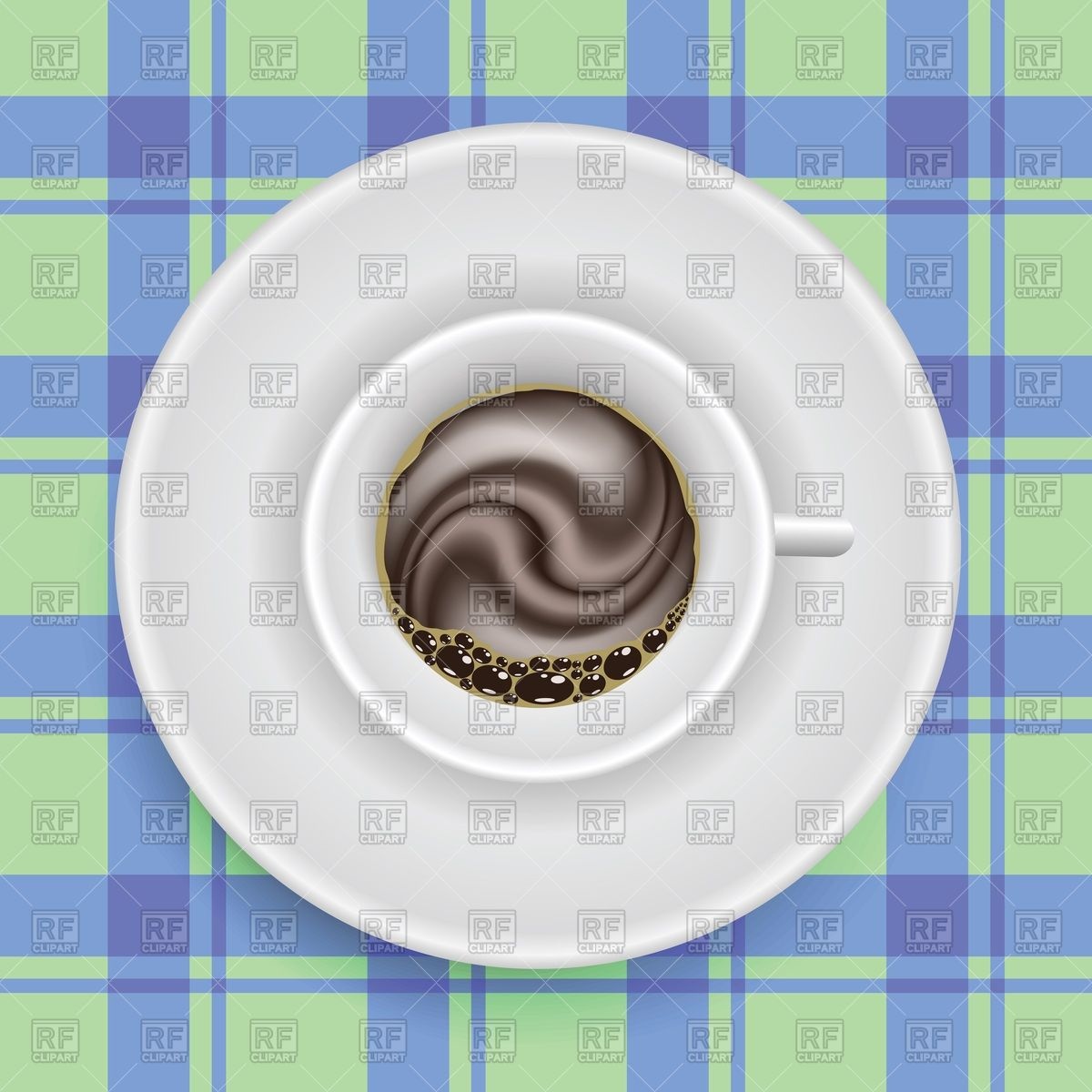 1200x1200 Top View Of Cup Of Coffee On Checkered Tablecloth Vector Image