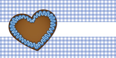 450x225 Gingerbread Heart On Blue Checkered Tablecloth Vector Illustration