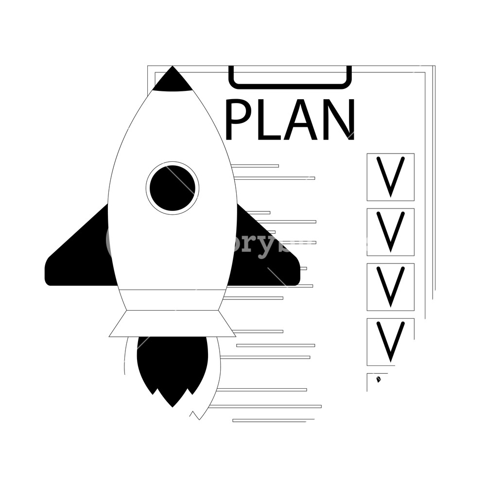 1000x1000 Plan Checklist For Launch Startup Rocket Up Line Linear Icon