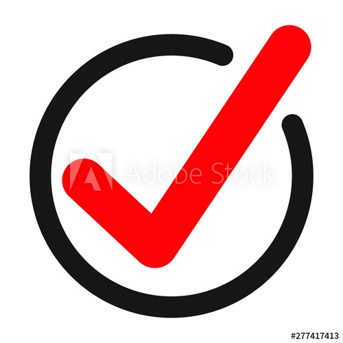 500x500 Red Tick Icon Vector Symbol, Checkmark Isolated On White