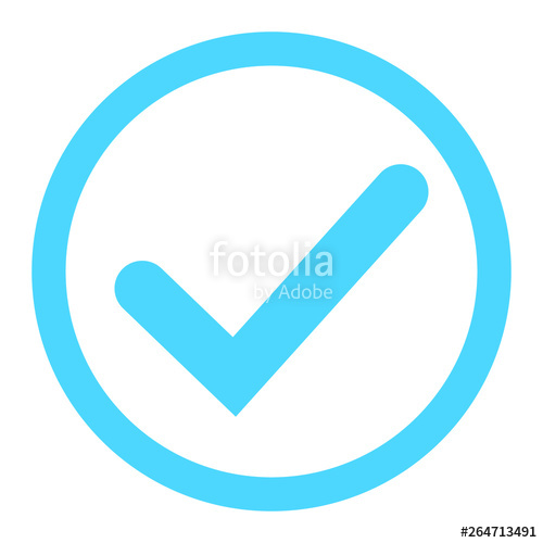 500x500 Blue Tick Icon Vector Symbol, Checkmark Isolated On White