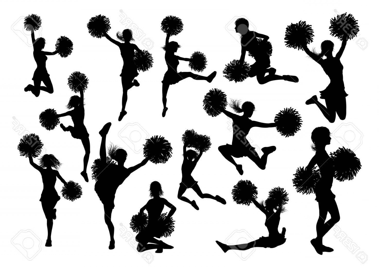 1560x1100 Photostock Vector Silhouette Of Cheerleaders Vector Illustration