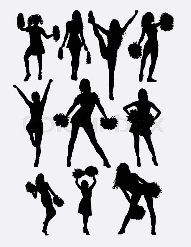 618x800 Girl Cheerleader Pose Silhouette Good Stock Vector Colourbox