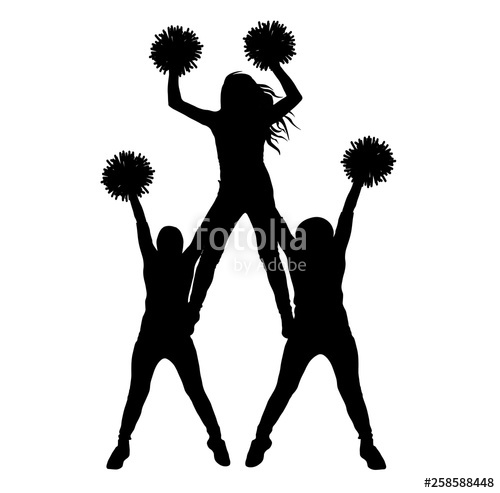 500x493 Girls Of Cheerleading Made A Pyramid Silhouette Isolated, Vector