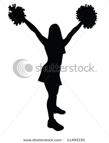 360x470 Vector Clipart Picture Of A Cheerleader Waving Her Pom Poms