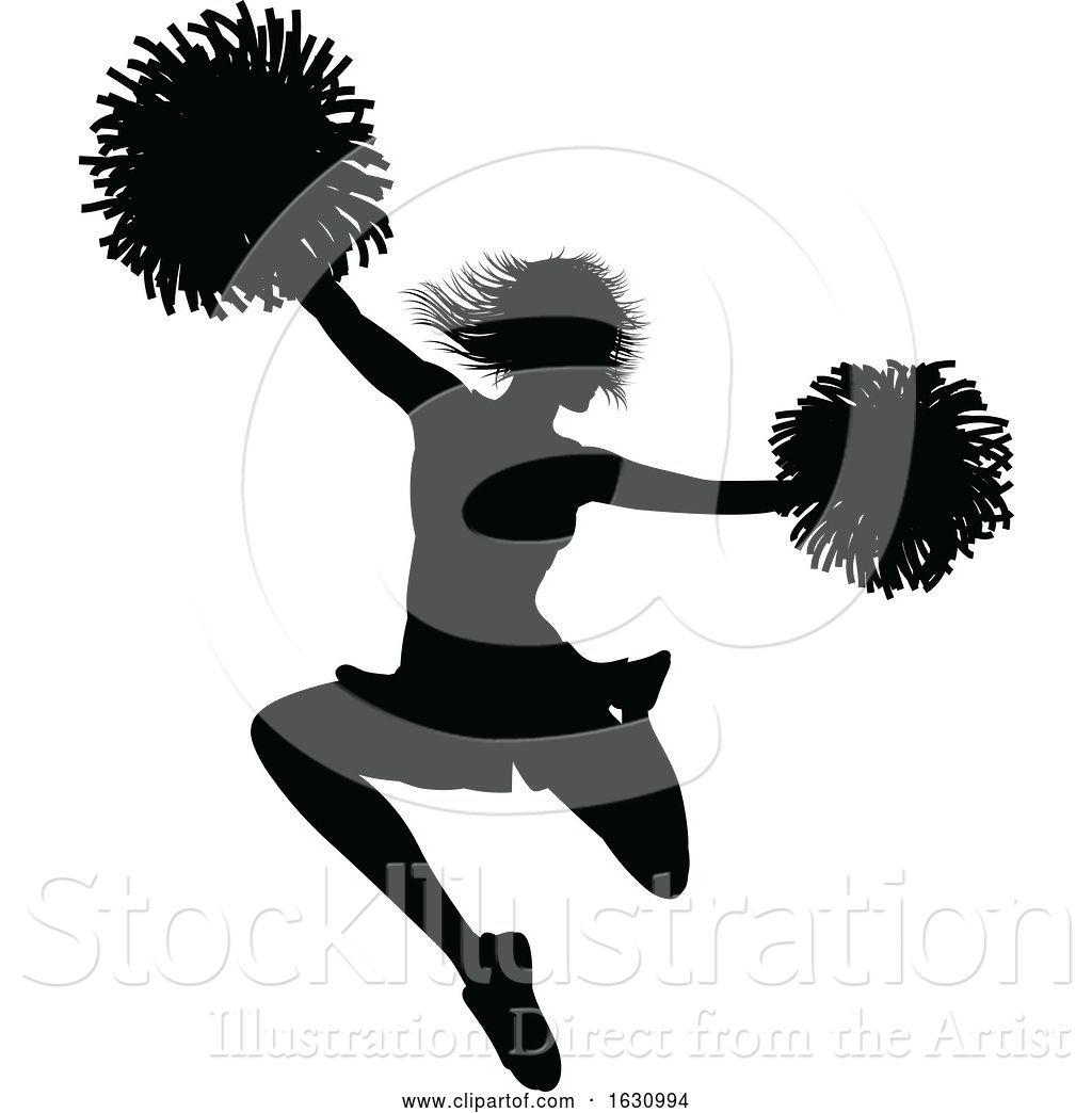 1024x1044 Vector Illustration Of Cheerleader With Pom Poms Silhouette