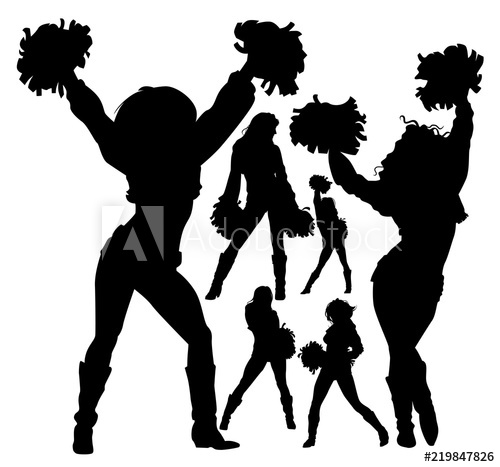 500x467 Cheerleader Silhouettes Set