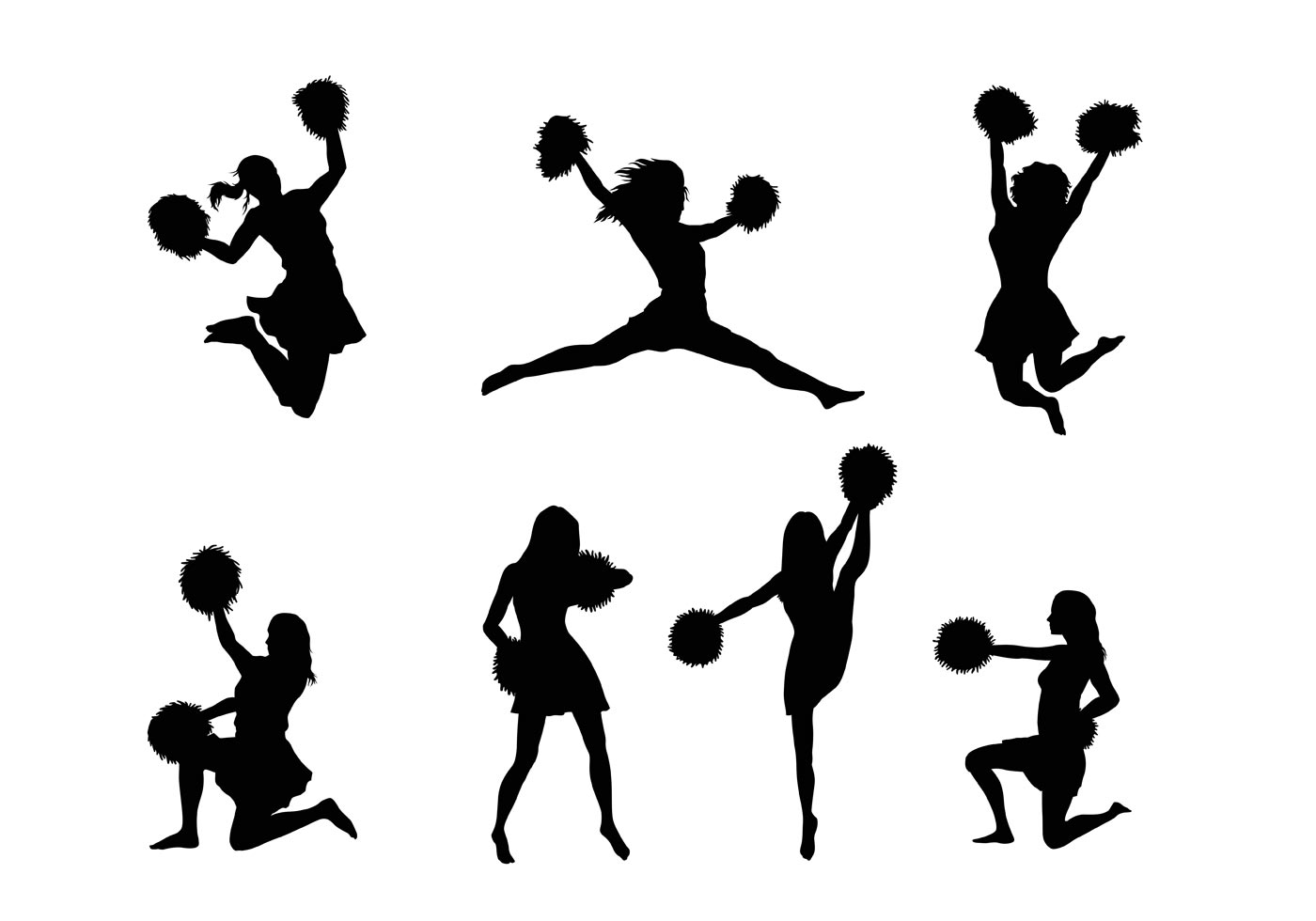 1400x980 Cheerleader Silhouette Vectors