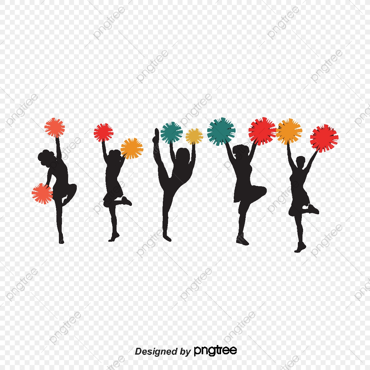 1200x1200 Cartoon Silhouette Cheerleaders, Cartoon Vector, Silhouette Vector