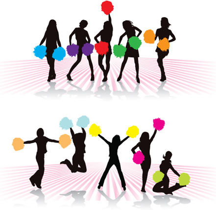 441x429 Set Of Cheerleaders Vector Silhouettes Free Vector In Encapsulated