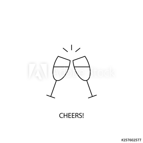 500x500 Cheers Vector Icon, Outline Style, Editable Stroke
