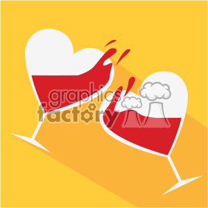 300x300 Heart Shaped Glasses With Wine Cheers Vector Art Flat Design
