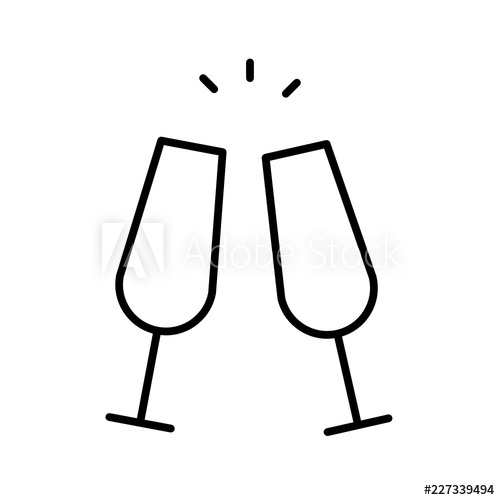 500x500 Cava Wine Bottle Glasses Party Drink Cheers Vector Icon