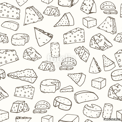 Cheese Pattern Seamless Background With Hand Drawn Different 500x500 Cheese Pattern Seamless Background With Hand Drawn Different