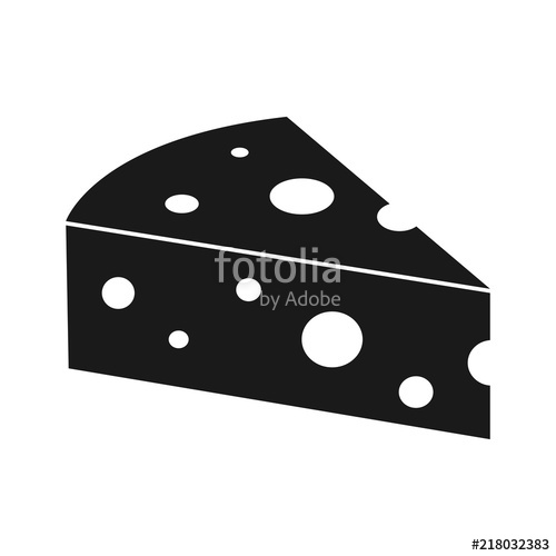 500x500 Simple, Flat Slice Of Cheese Icon Black Silhouette Isolated