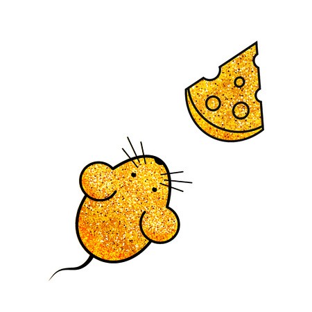 450x450 Gold Sparkling Stylized Silhouette Of A Mouse And Piece Of Cheese