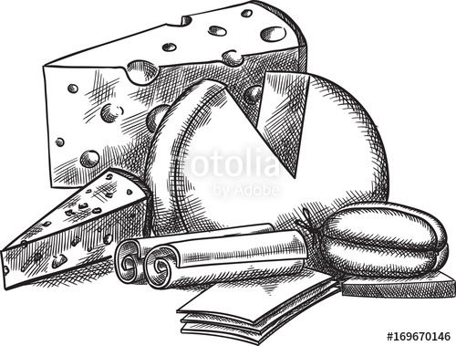500x379 Cheeses Recipe, Menu, Cheese Vector, Poster, Engraving, Draw