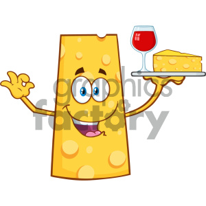 300x300 Cheese Cartoon Mascot Character Holding Up A Wine Glass And Wedge