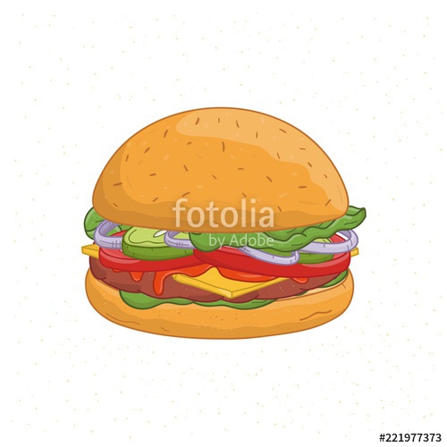 500x500 Delicious Burger Isolated On White Background Drawing Of Tasty