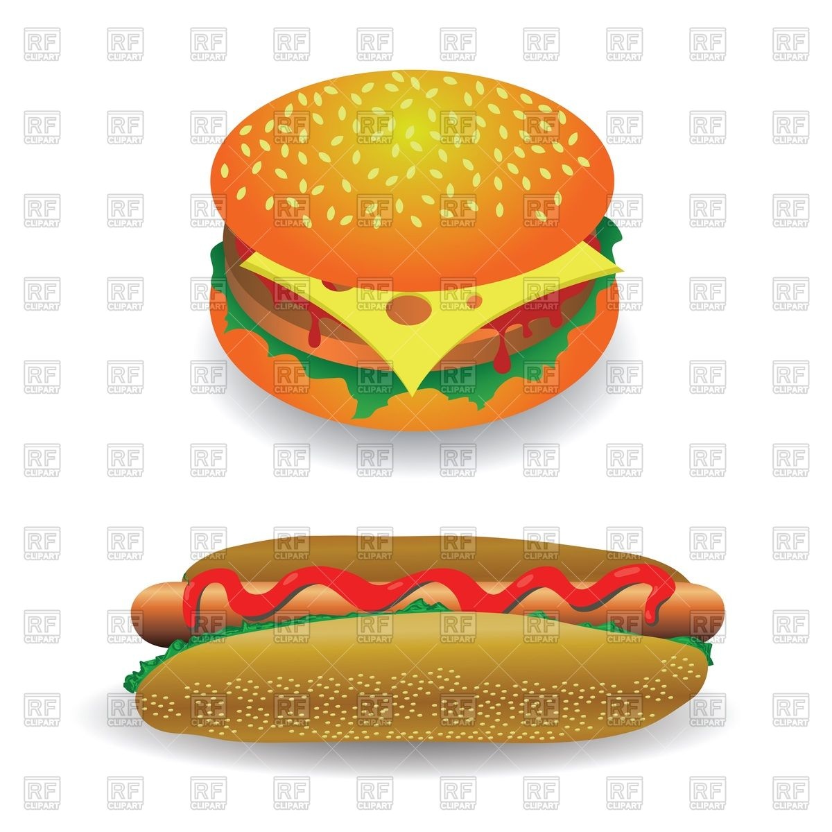1200x1200 Hot Dog And Cheeseburger Vector Image Of Food And Beverages