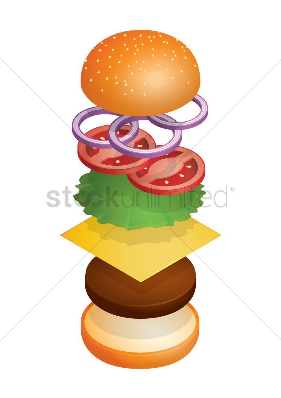 919x1300 Tossed Cheeseburger Vector Image