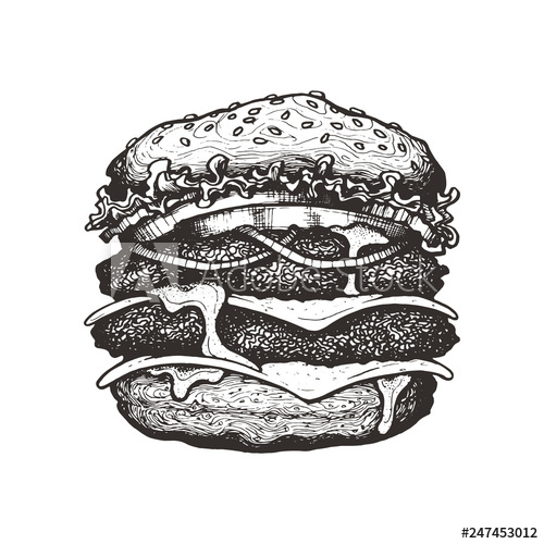 500x500 Vector Illustration Double Cheeseburger With Cheese, Tomato
