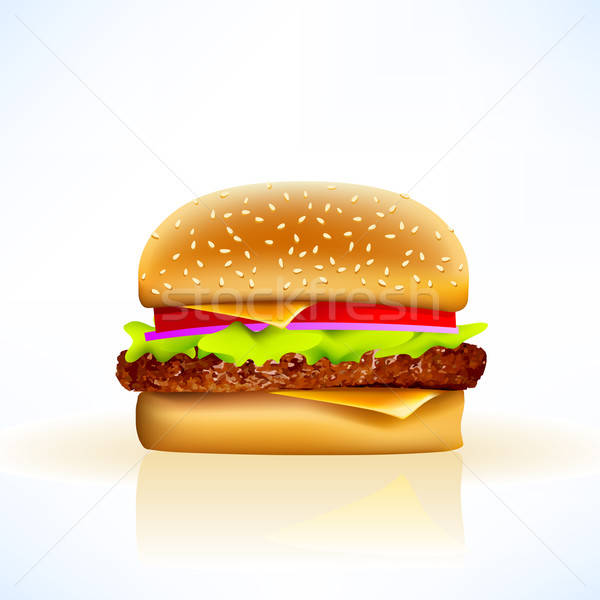 600x600 Delicious Realistic Vector Cheeseburger Vector Illustration