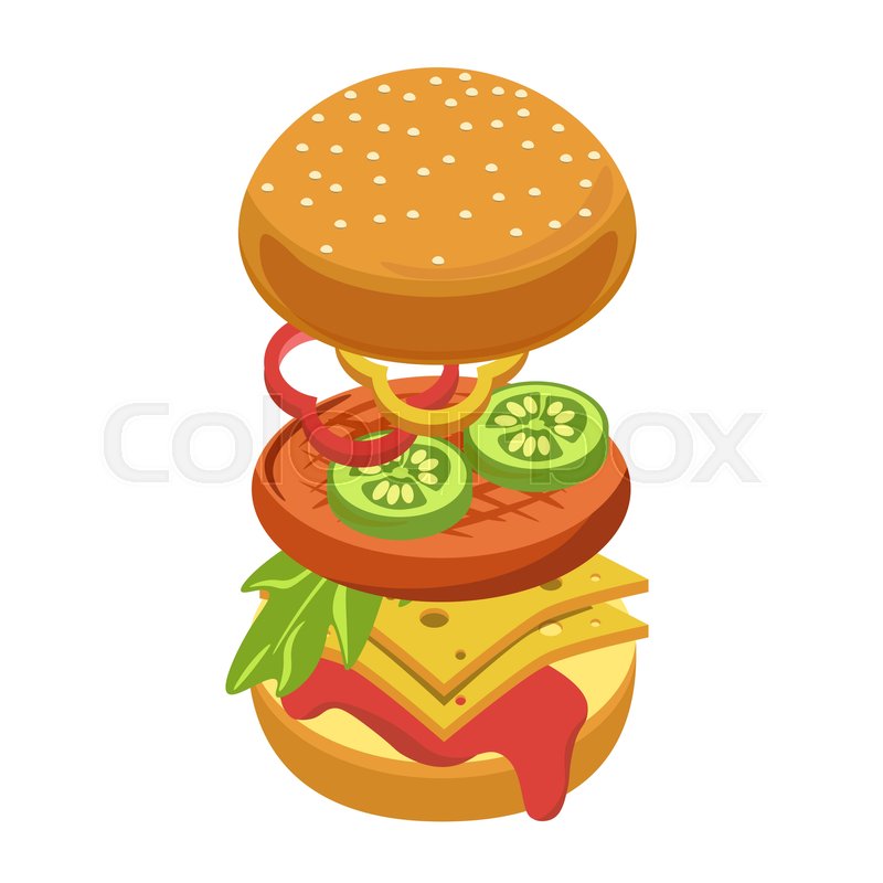 800x800 Cheeseburger Constructor Or Burger Stock Vector Colourbox