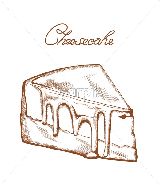 520x600 Cheesecake Line Art Vector Delicious Dessert Illustration