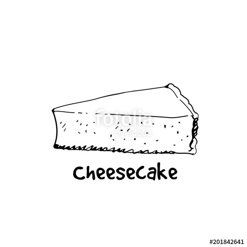 500x500 Hand Drawn Cheesecake, Piece Of Classic Cheesecake Sketch, Vector