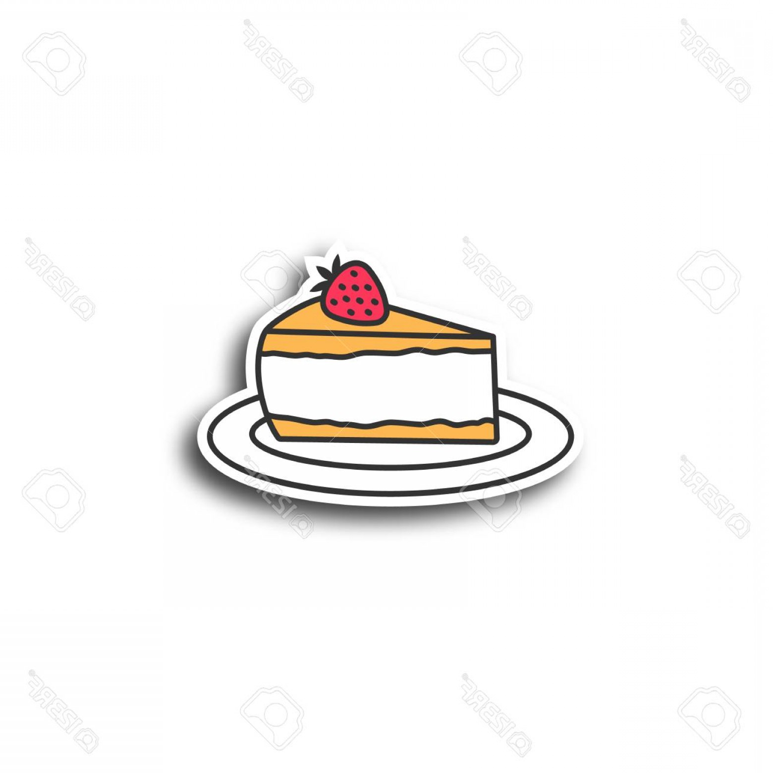 1560x1560 Photostock Vector Cheesecake With Strawberry Patch Color Sticker