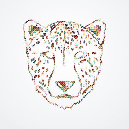 Cheetah Face Designed Using Colorful Pixels Graphic Royalty 450x450 Cheetah Face Designed Using Colorful Pixels Graphic Royalty