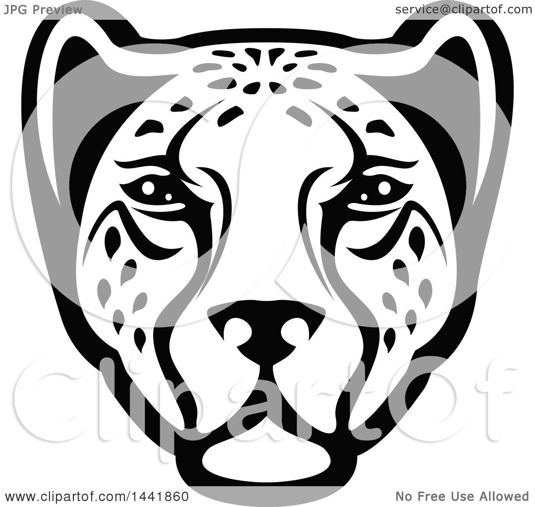 Clipart Of A Black And White Leopard Or Cheetah Face 1080x1024 Clipart Of A Black And White Leopard Or Cheetah Face