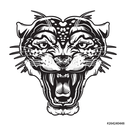 Leopard Angry Face Tattoo Vector Illustration Of Jaguar Head 500x500 Leopard Angry Face Tattoo Vector Illustration Of Jaguar Head