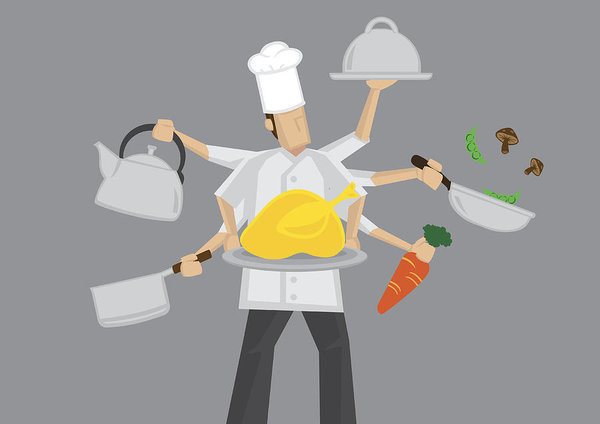Busy Chef Cartoon Vector Illustration Art Print 600x424 Busy Chef Cartoon Vector Illustration Art Print