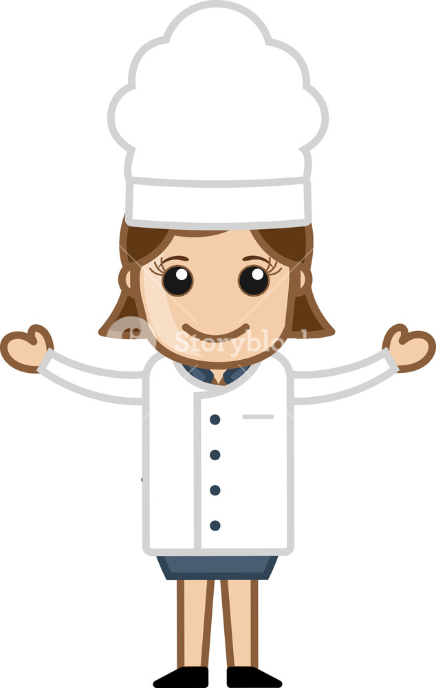Happy Chef Woman Presenting 634x1000 Happy Chef Woman Presenting