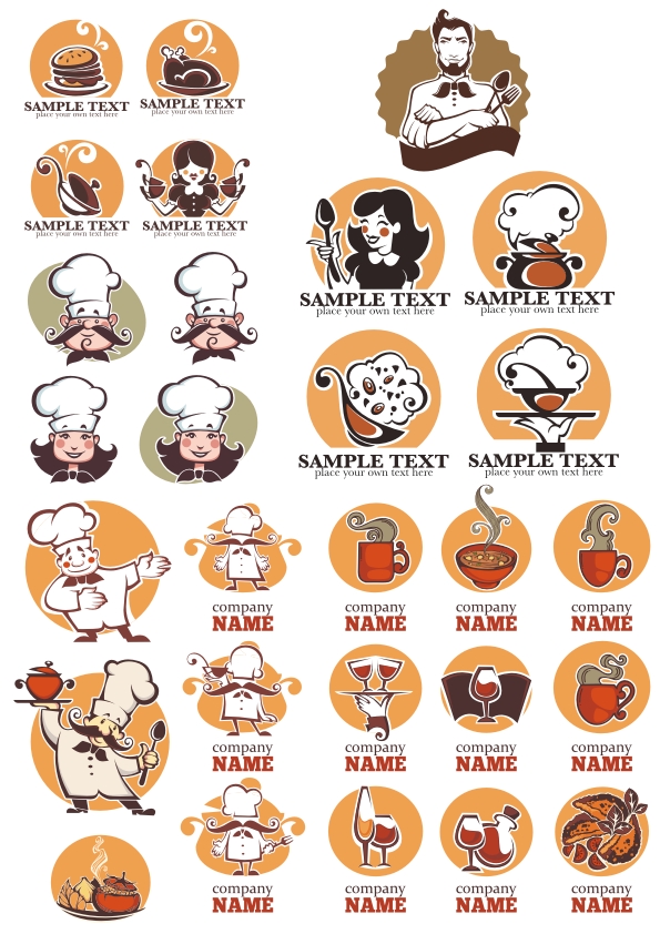 Chef Cook Logo Vector Set Free Vector Download In Cdr 595x842 Chef Cook Logo Vector Set Free Vector Download In Cdr