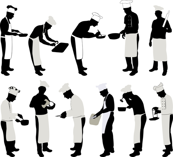 600x545 Chef Silhouette Vector Set Free Download