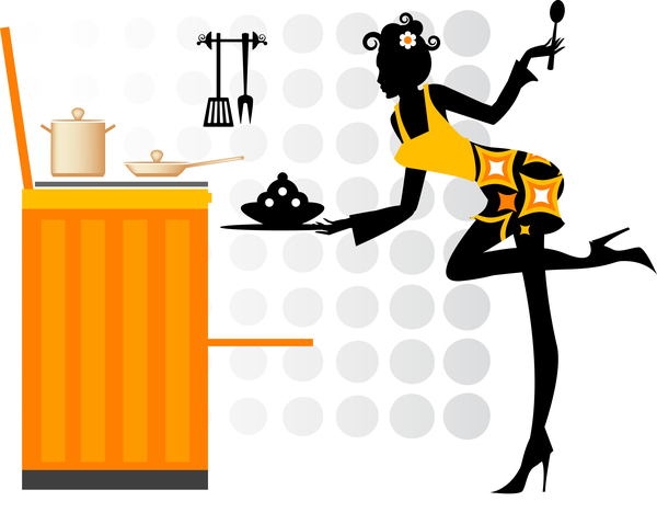 600x478 Woman Chef Cooking Silhouette Vector Free Download