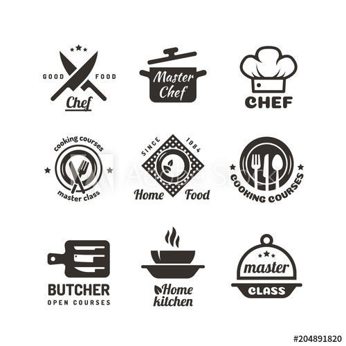 500x500 Cooking Master Classes Labels Restaurant Or Cafe Menu Emblems