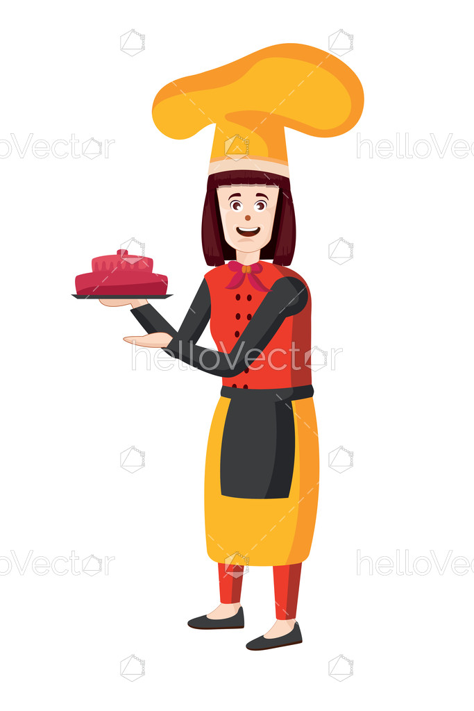 683x1024 Female Chef Vector Illustration Woman Cook In Apron Standing