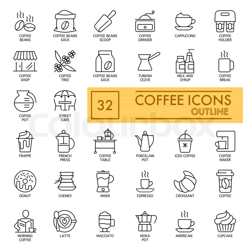 800x800 Set Of Coffee Vector Icons On White Stock Vector Colourbox