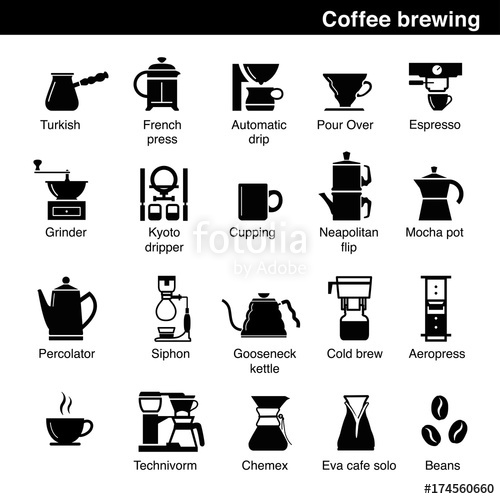 500x499 Set Of Coffee Brewing Methods Vector Elements Stock Image