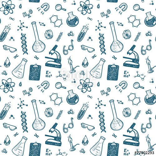 500x500 Hand Drawn Doodle Chemistry Set Vector Background Stock Image