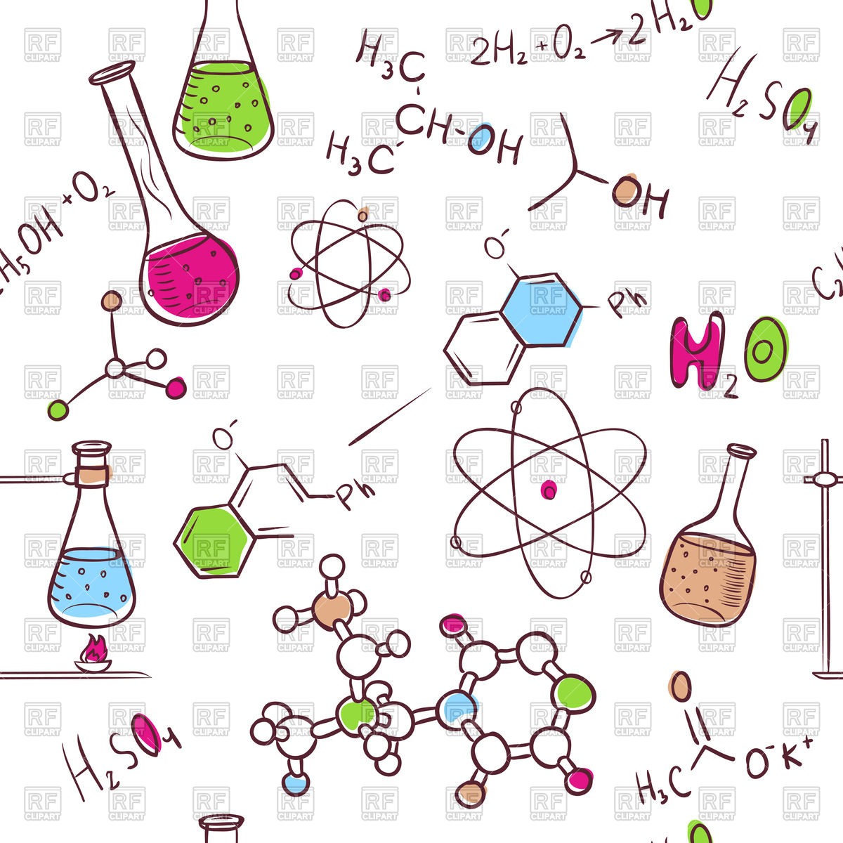 1200x1200 Hand Drawn Chemistry Seamless Pattern Vector Image Of Backgrounds