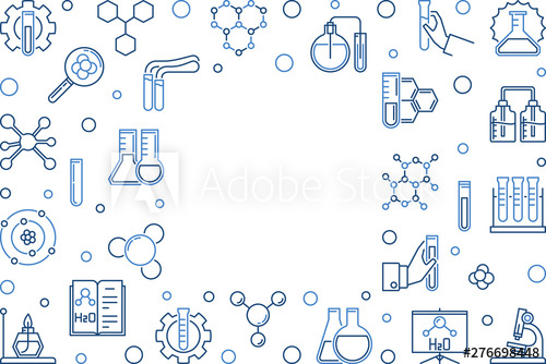 500x334 Horizontal Frame With Chemistry Linear Icons Vector Illustration