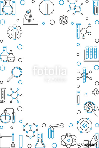 334x500 Vertical Frame With Chemistry Outline Icons Vector Modern
