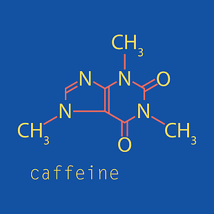 310x310 Caffeine Molecule Chemical Structure Background Vector