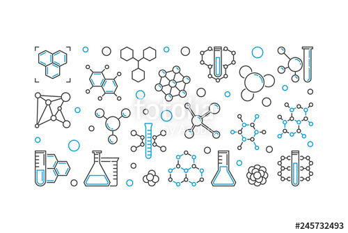 500x334 Chemical Concept Linear Banner Vector Outline Horizontal